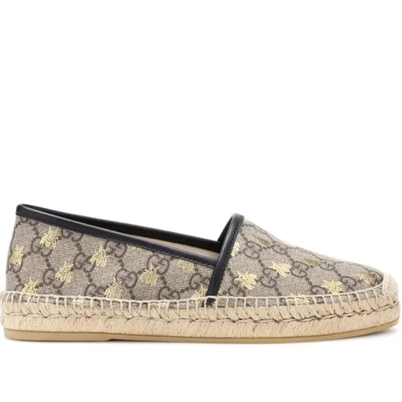 Gucci Logo Espadrille Flat Bees size 37.5 - Picture 5 of 16